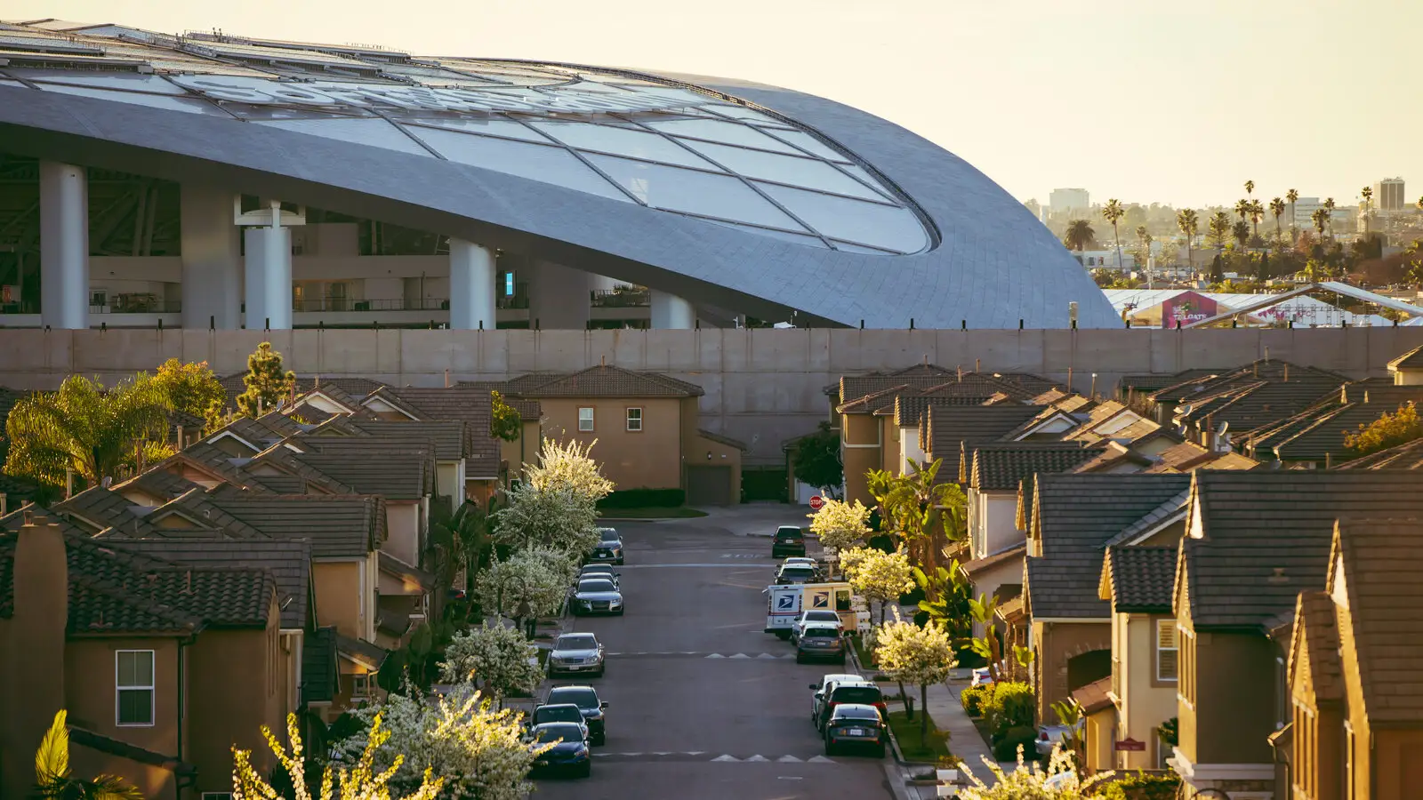Modern parking spot in urban setting